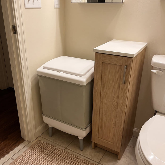 It folds flat. Huge for my apartment.