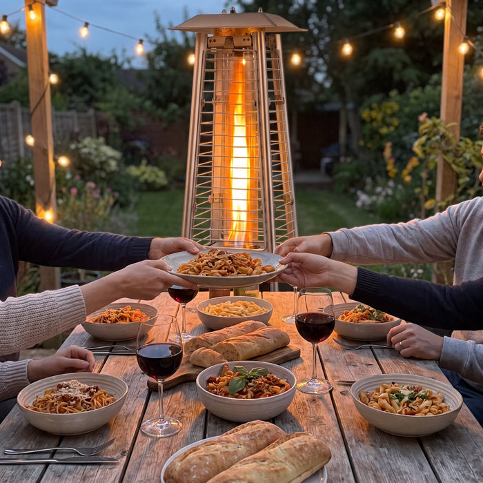 The flame in the glass is the star of every dinner.