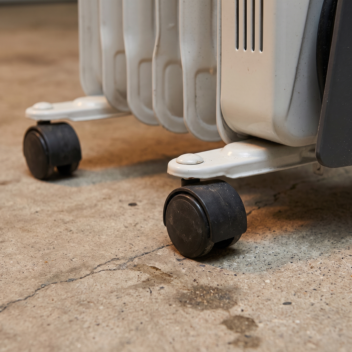 Ivory Column caster wheels on shop floor