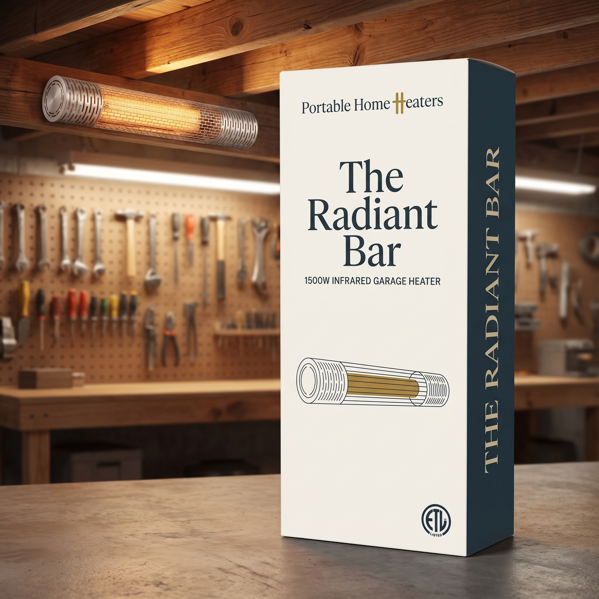 The Radiant Bar Garage Heater — phh24rbg_A10_gmc_brass
