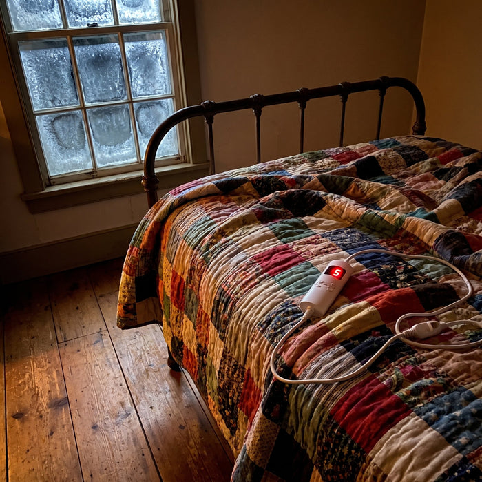 Old farmhouse, cold bedroom, warm bed.
