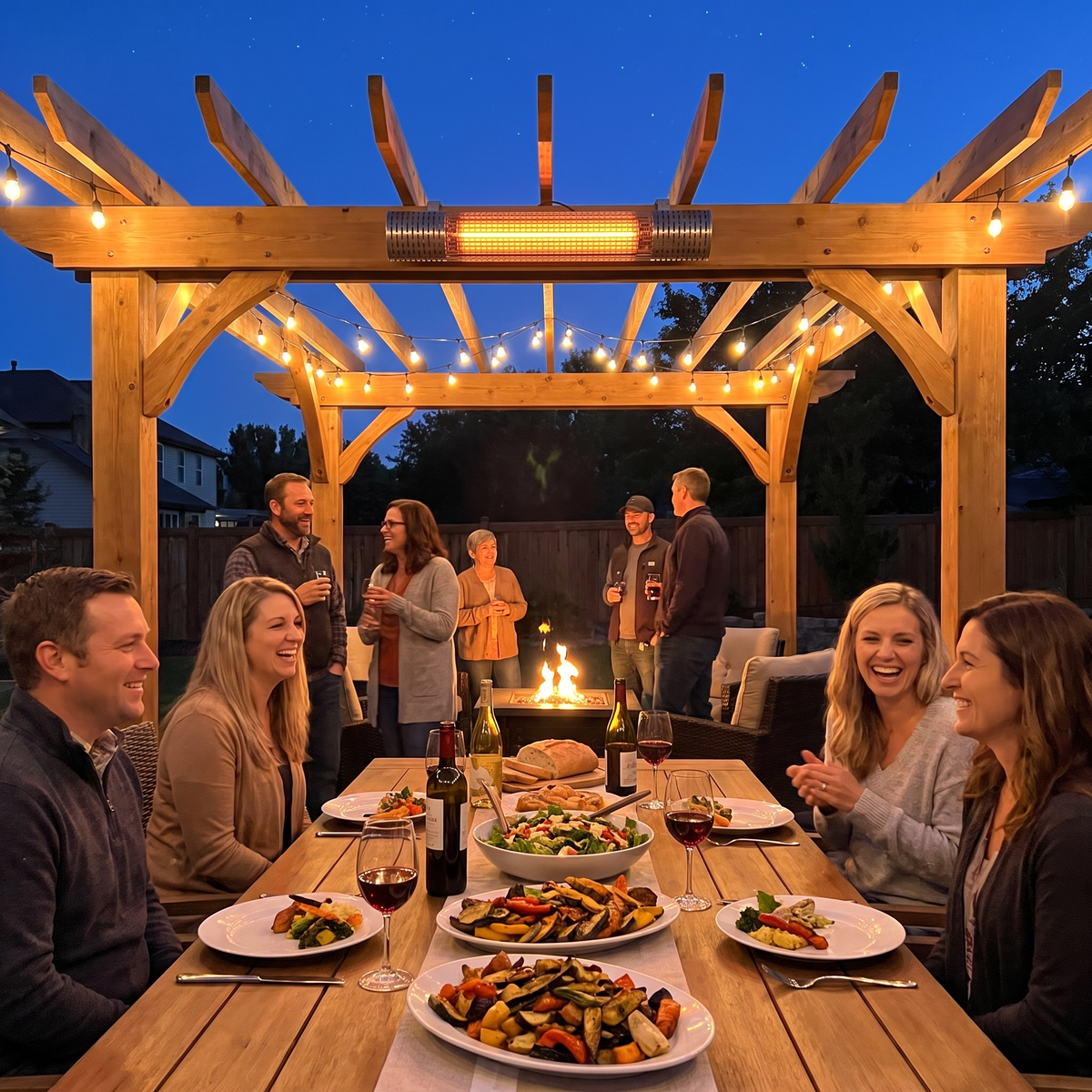 Pergola with string lights