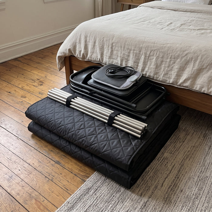 Folds away when we need the space.