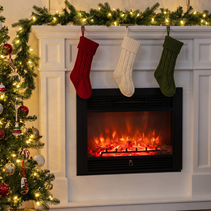 Stockings and a glowing fire.