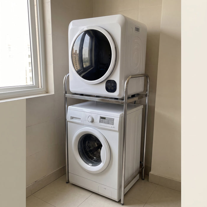 Stacked over my washer.