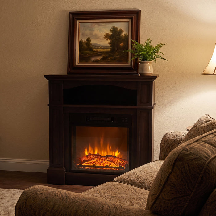 It looks like a real fireplace mantel.